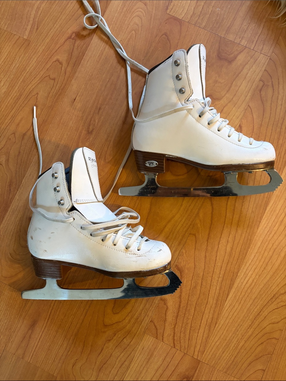 Riedell Diamonds White and Brown Women's Figure Ice Skates